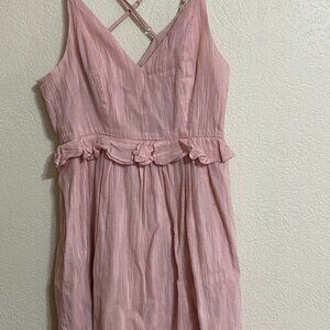 BCBGeneration Dress, NWOT, pink, summer, ruffle waist, pencil straps, Size 4